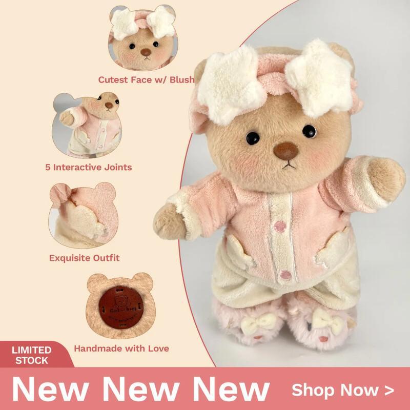 Handmade Jointed Teddy Bear – 12” Poseable Plush
