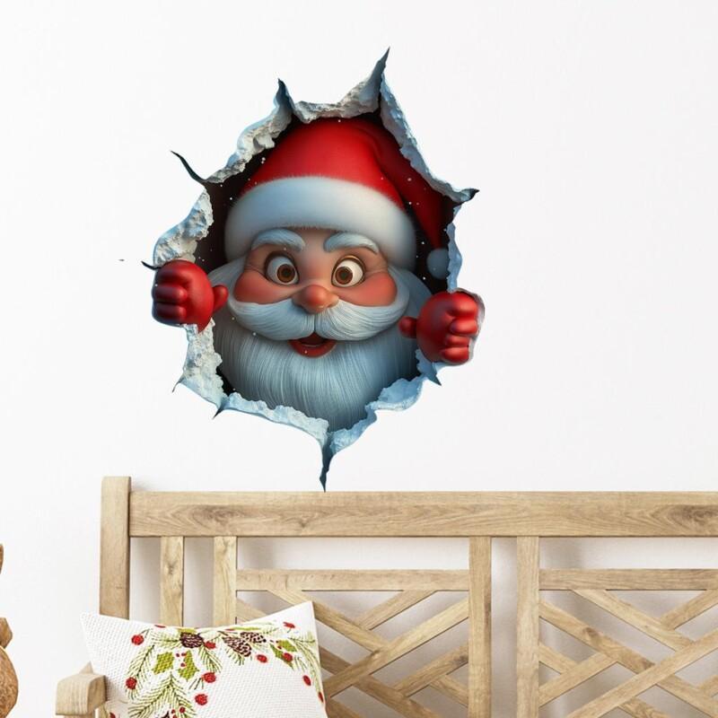 Christmas Creative Broken Wall Cartoon Santa