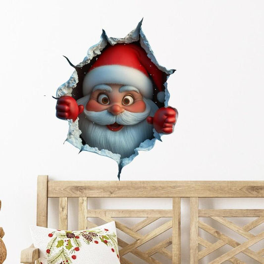 Christmas Creative Broken Wall Cartoon Santa