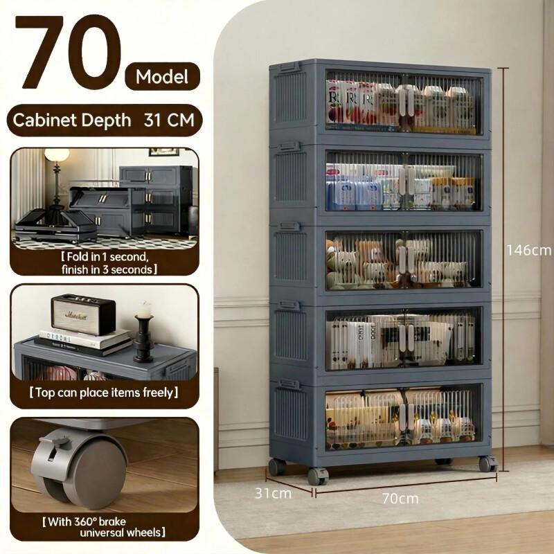 5-Tier Stackable Storage Bins – Collapsible Organizer With Wheels