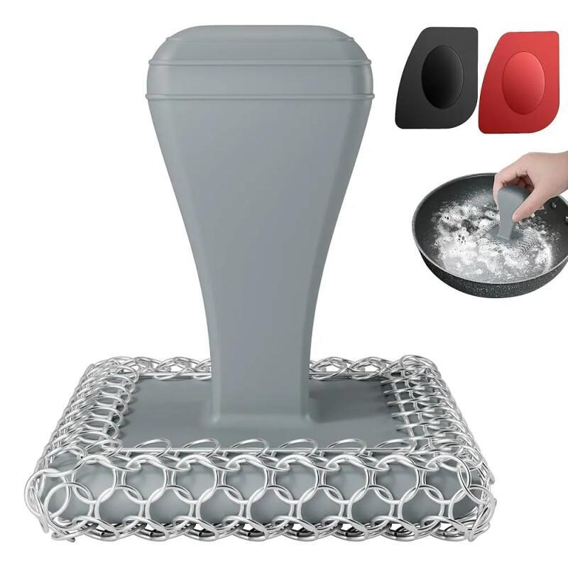 316L Chainmail Cast Iron Scrubber With Handle