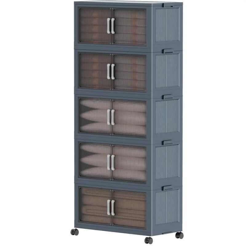 5-Tier Stackable Storage Bins – Collapsible Organizer With Wheels