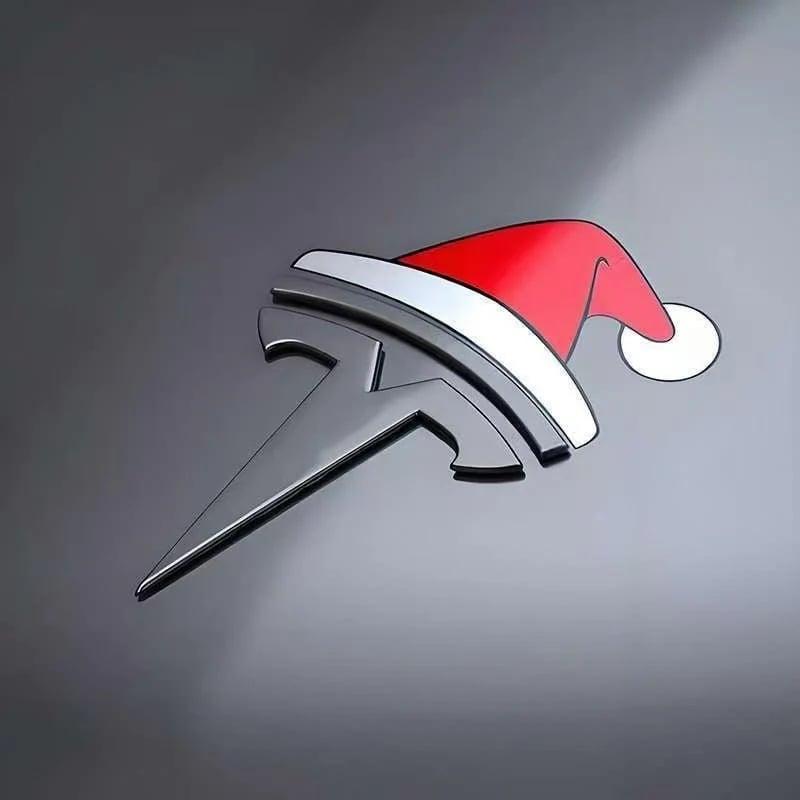 Santa Hat Overlay For Tesla Emblem, Reusable!