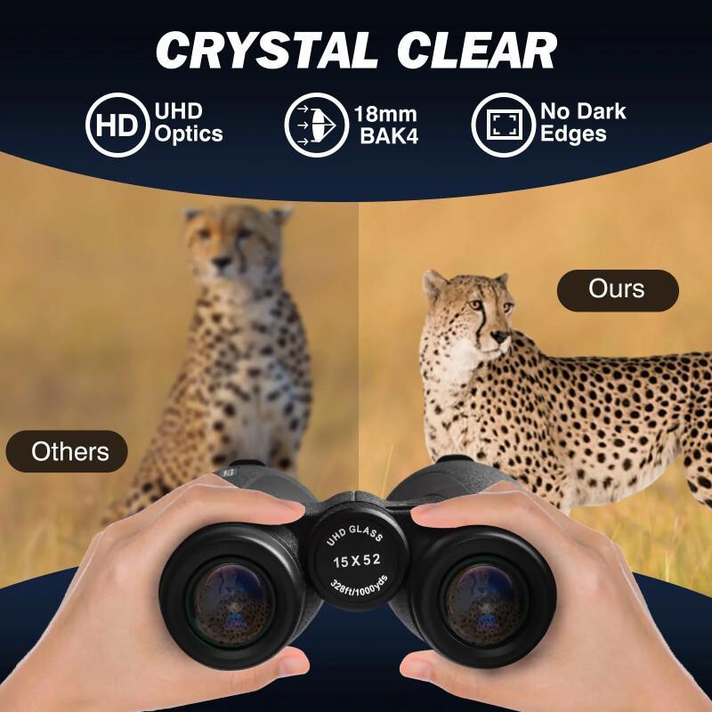 15x52 Binoculars – High Magnification, BAK4 Prism, Large Eyepieces For Bird Watching & Hiking
