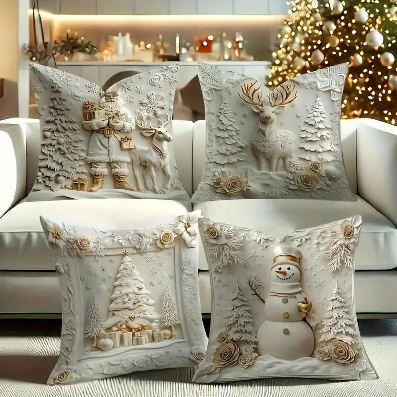 4-Pack Christmas Pillow Cover Set