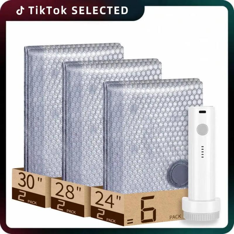 Travel Vacuum Bag Set – 15 Pack With Rechargeable Pump