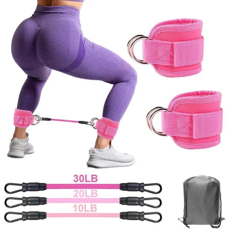 Adjustable Ankle Resistance Bands 5-Pack – Leg & Hip Training Bands For Home Workout, Yoga & Gym Fitness