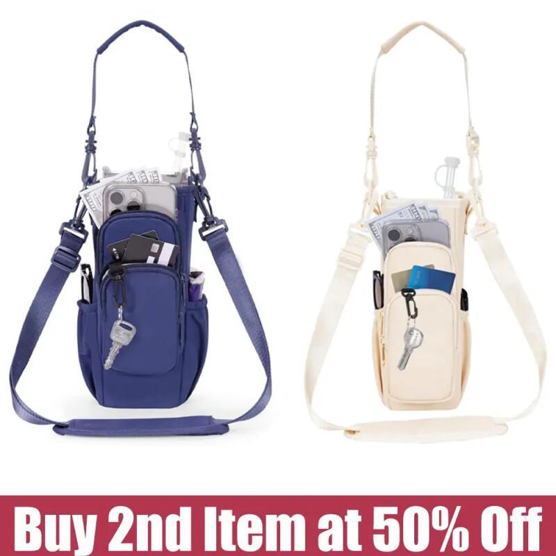 Insulated Water Bottle Carrier – Crossbody Holder With Pocket & Strap