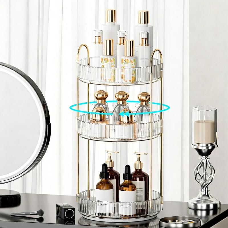 Rotating Makeup Organizer – Large Capacity Acrylic Storage