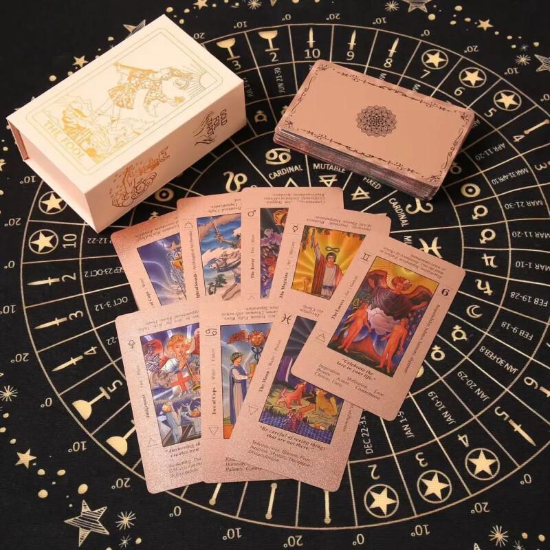 Rose Gold Tarot Deck – Waterproof Cards With Guide Book