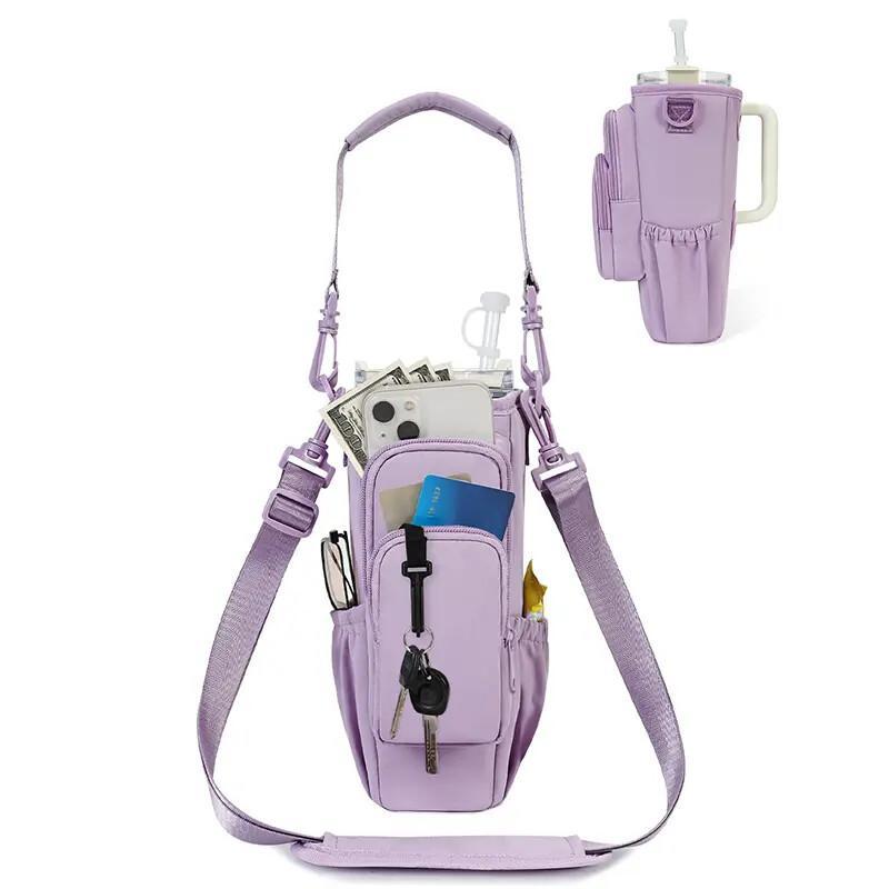 Insulated Water Bottle Carrier – Crossbody Holder With Pocket & Strap