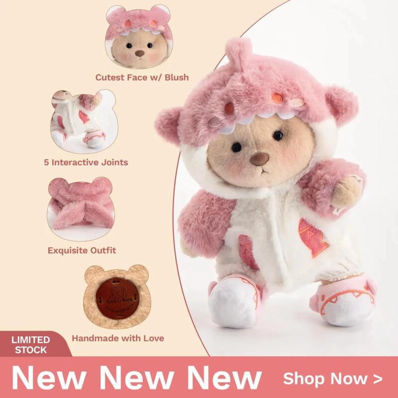 Handmade Jointed Teddy Bear – 12” Poseable Plush
