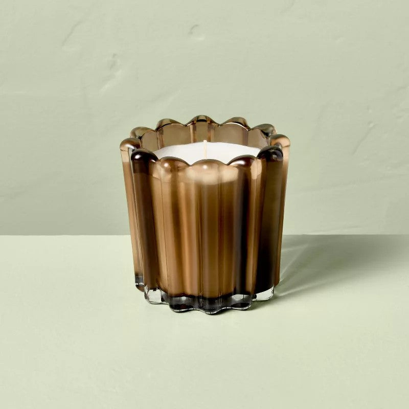 Autumn Spice Ribbed Glass Candle