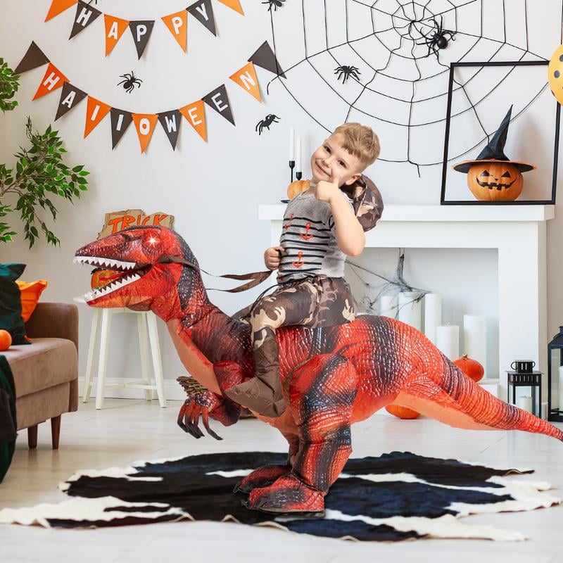 Dino-Mite Inflatable Costume-t-rex Halloween Party Suit With Fan, Fun Inflatable Dinosaur Costume For Adults And Kids