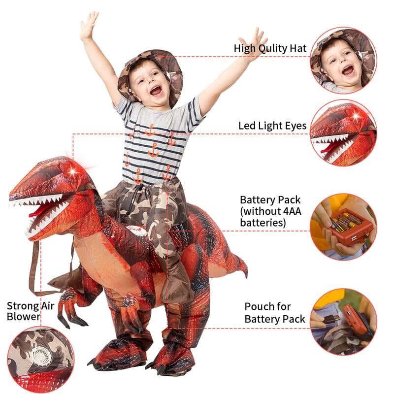 Dino-Mite Inflatable Costume-t-rex Halloween Party Suit With Fan, Fun Inflatable Dinosaur Costume For Adults And Kids