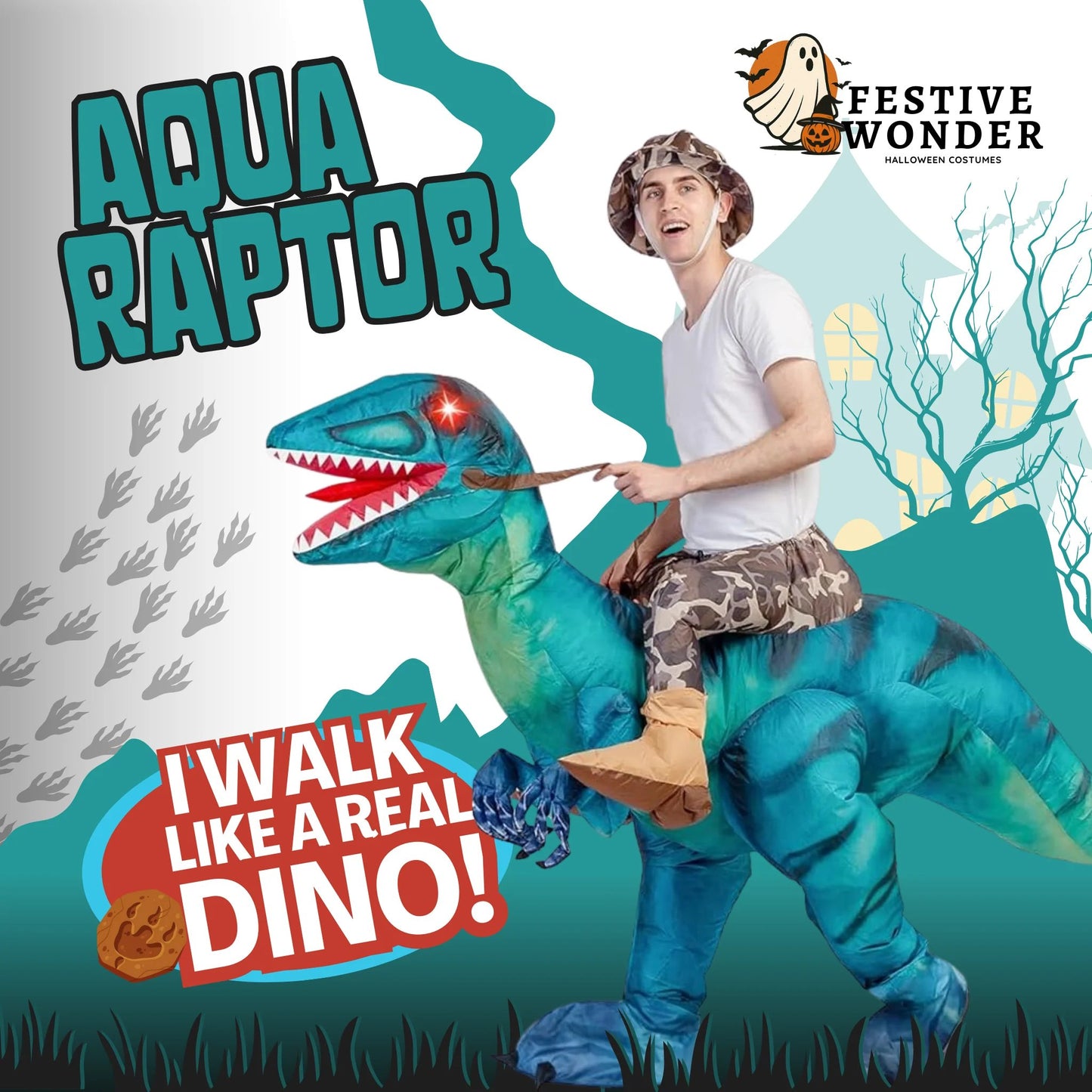Dino-Mite Inflatable Costume-t-rex Halloween Party Suit With Fan, Fun Inflatable Dinosaur Costume For Adults And Kids
