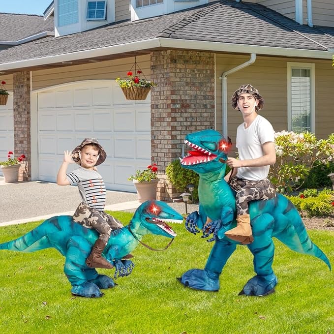 Dino-Mite Inflatable Costume-t-rex Halloween Party Suit With Fan, Fun Inflatable Dinosaur Costume For Adults And Kids