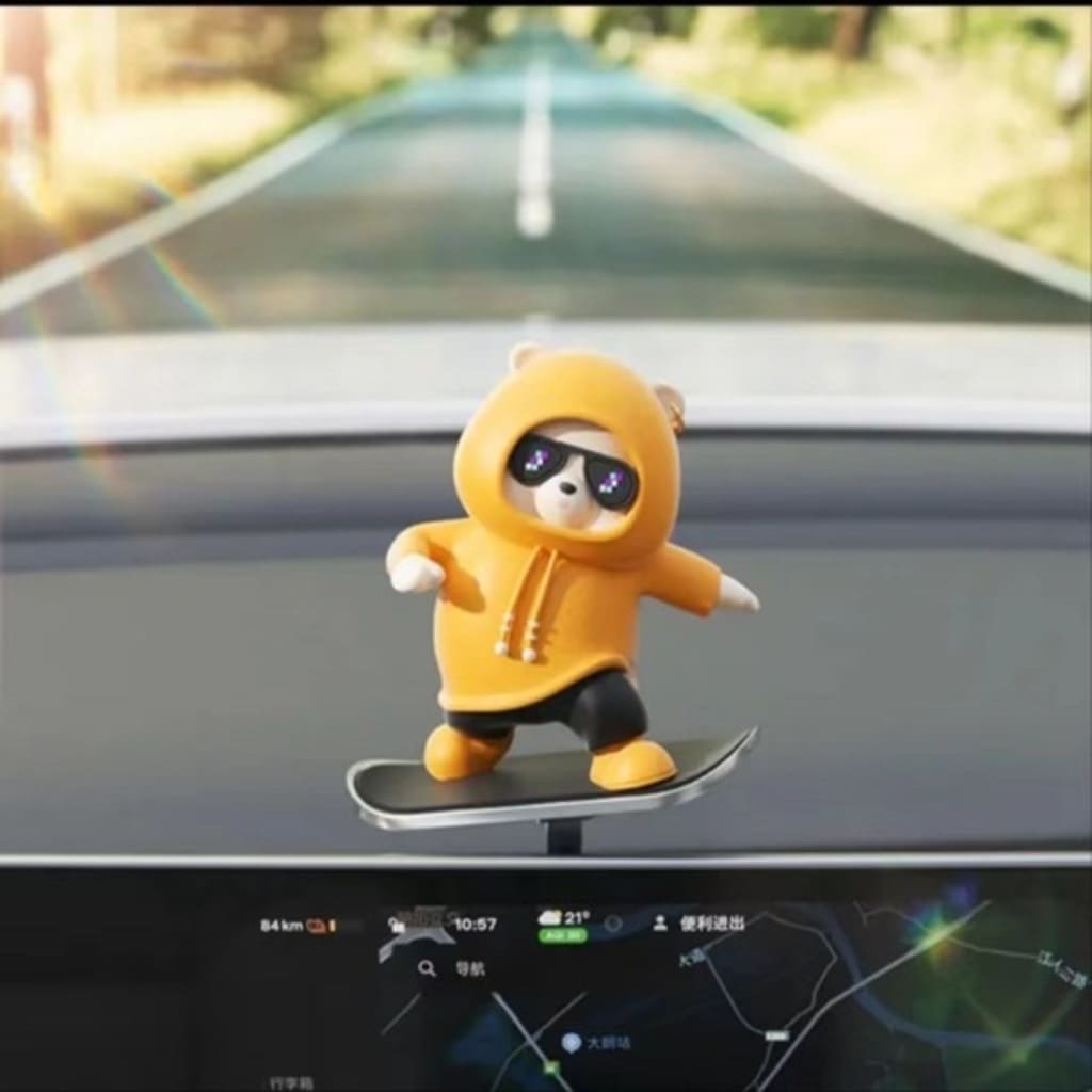 Adorable Ice-Skating Panda Bear Car Ornament