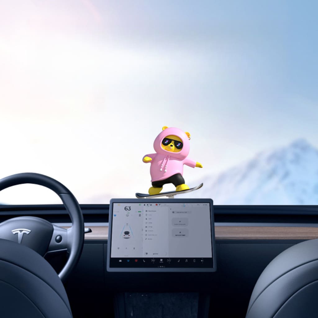 Adorable Ice-Skating Panda Bear Car Ornament