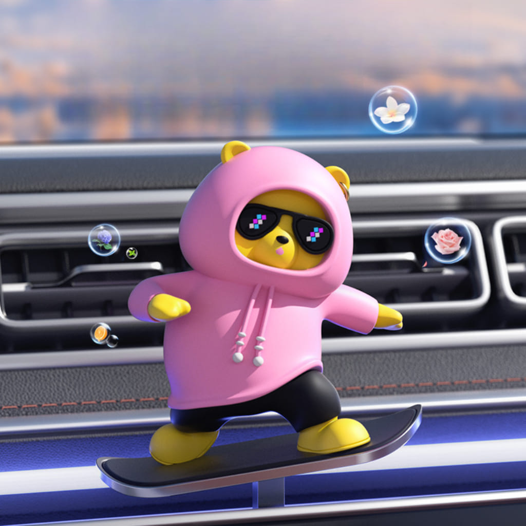 Adorable Ice-Skating Panda Bear Car Ornament