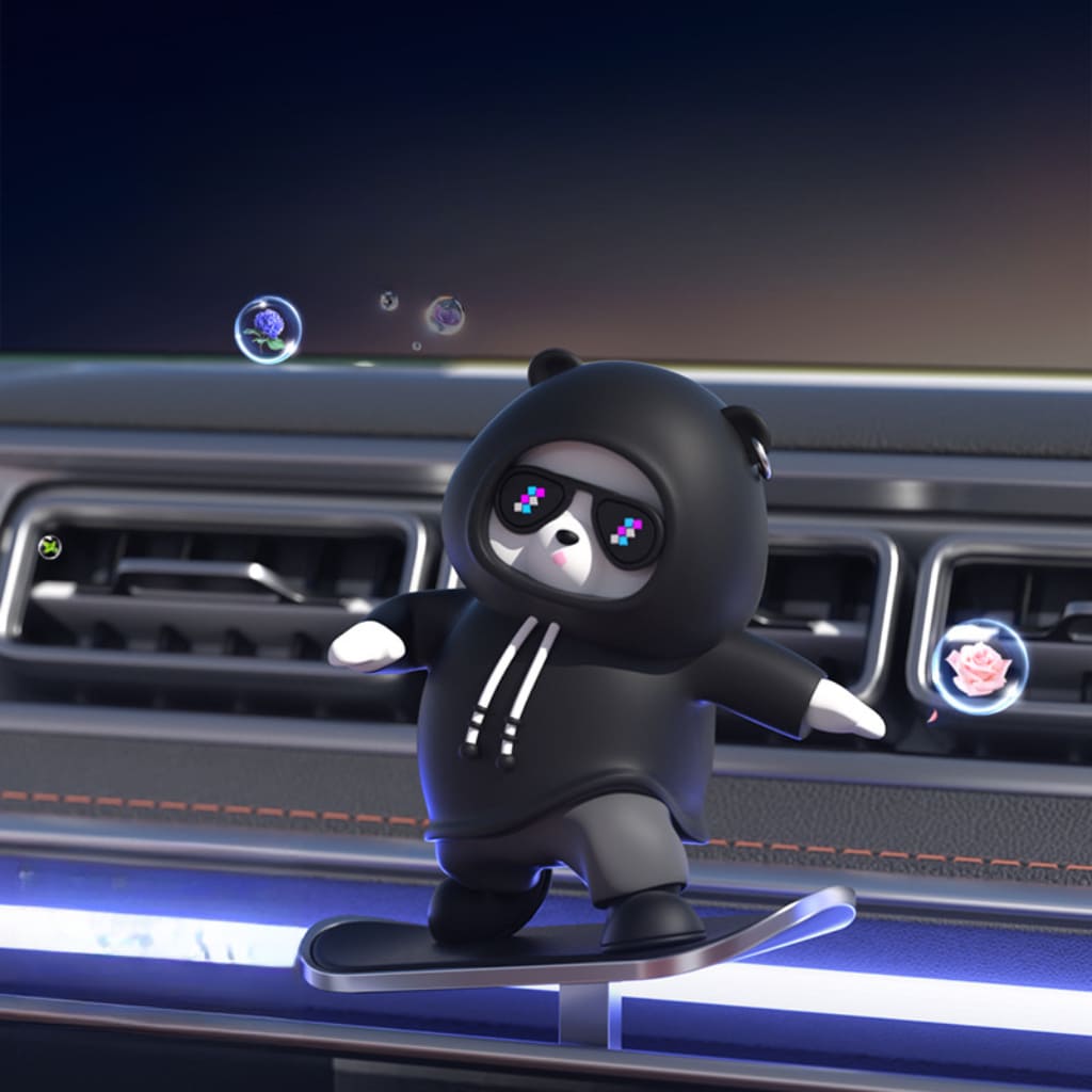 Adorable Ice-Skating Panda Bear Car Ornament