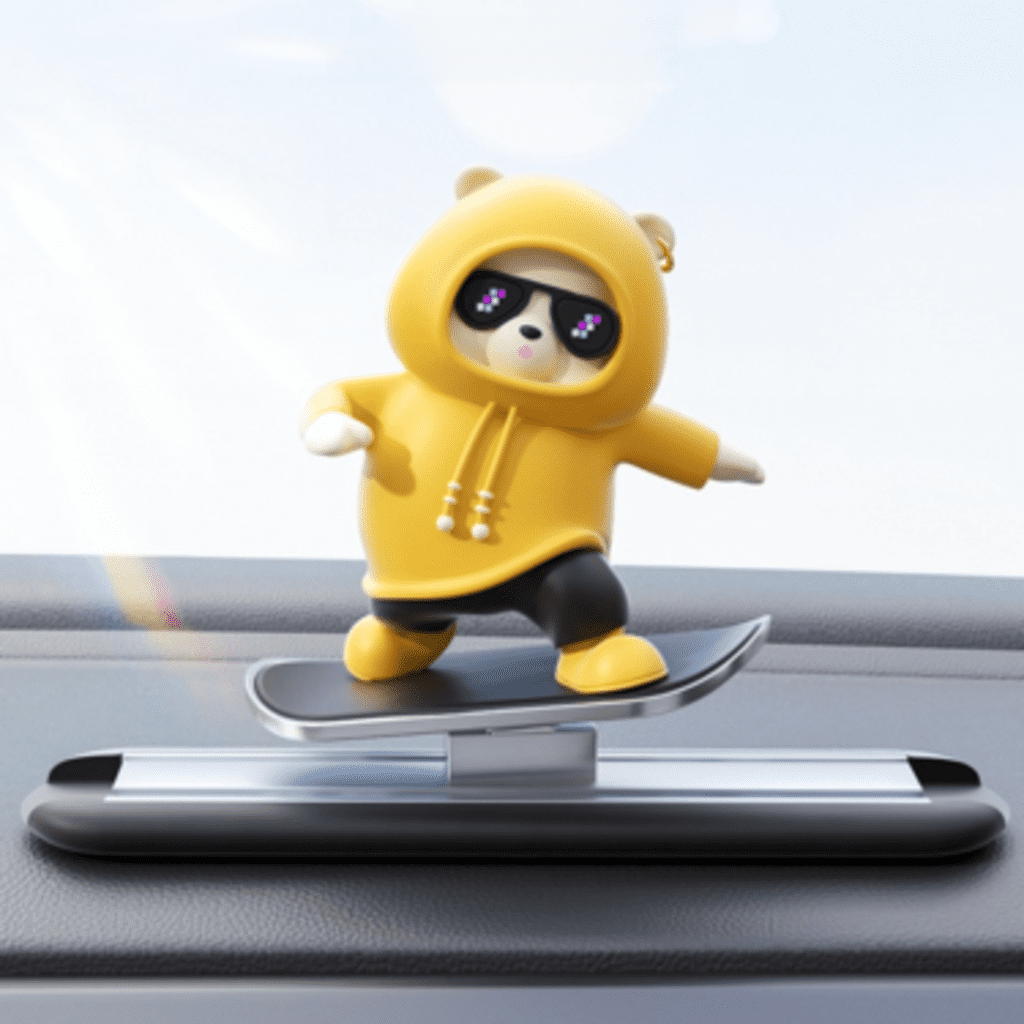 Adorable Ice-Skating Panda Bear Car Ornament