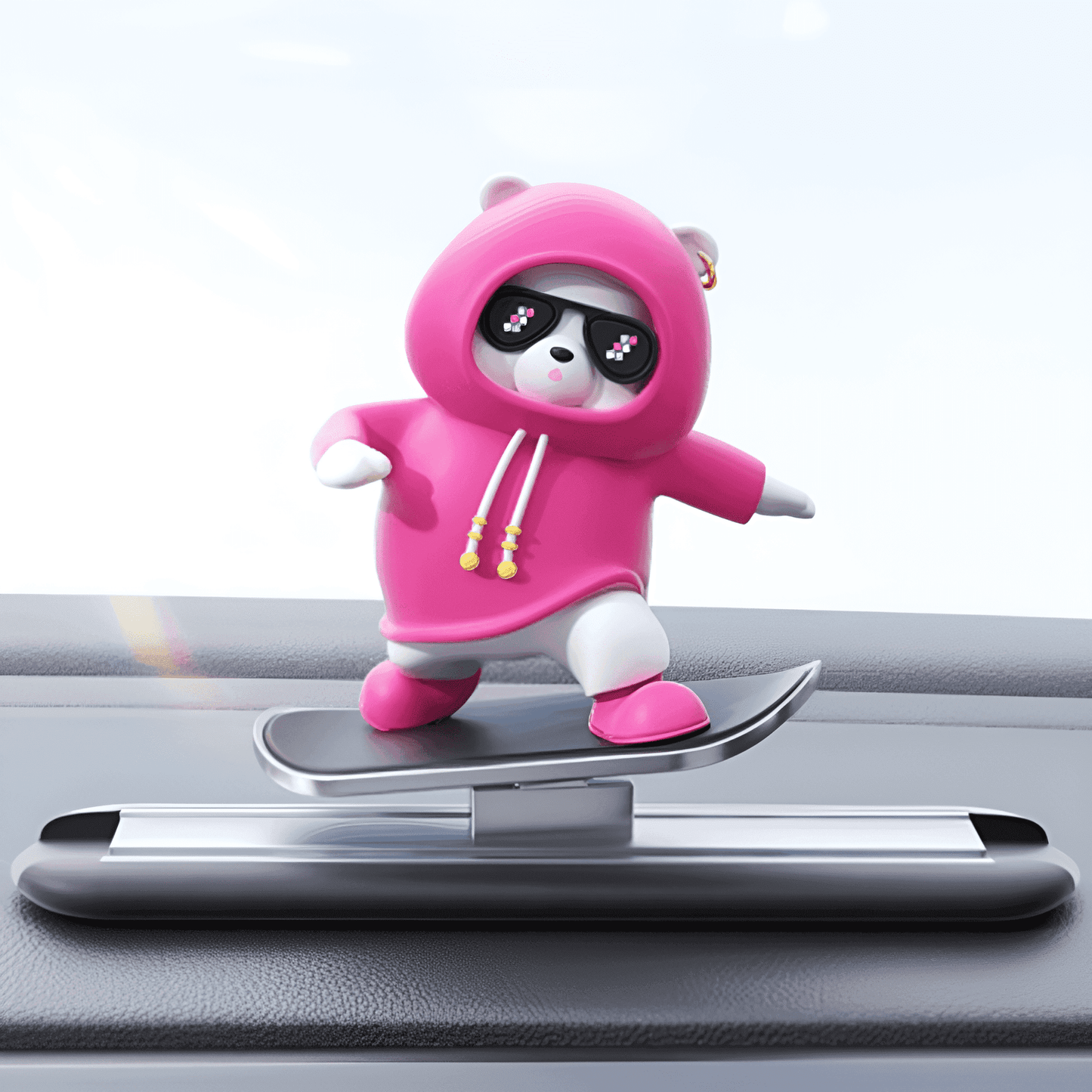 Adorable Ice-Skating Panda Bear Car Ornament