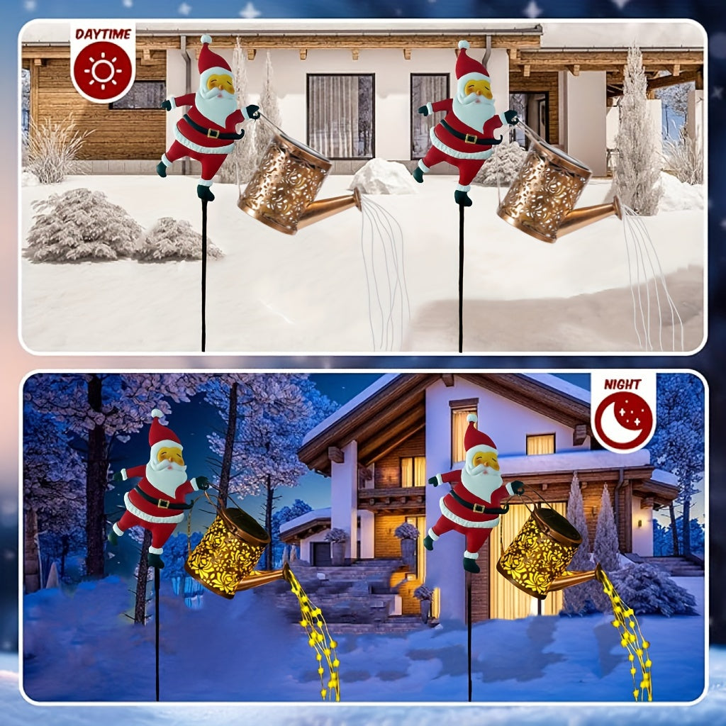 Solar-Powered Santa Watering Can Stake Light