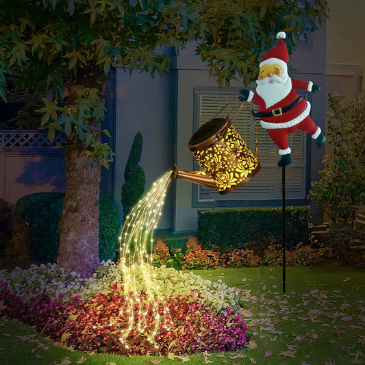Solar-Powered Santa Watering Can Stake Light