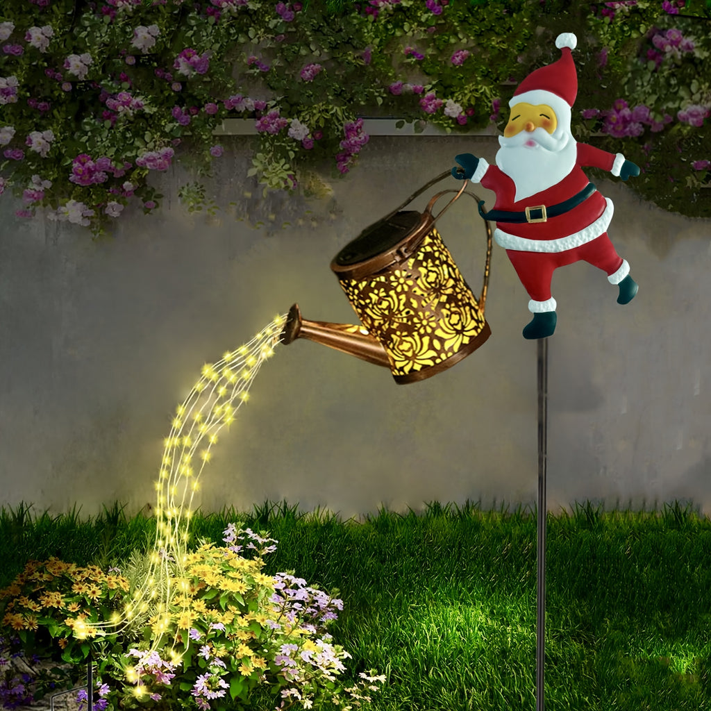 Solar-Powered Santa Watering Can Stake Light