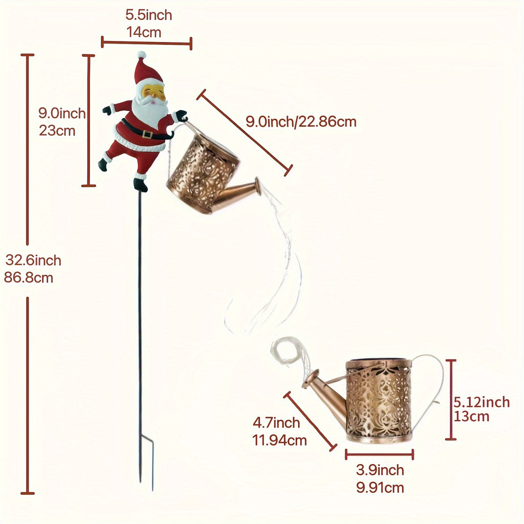 Solar-Powered Santa Watering Can Stake Light