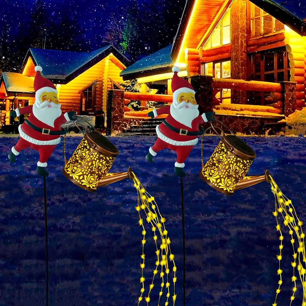 Solar-Powered Santa Watering Can Stake Light