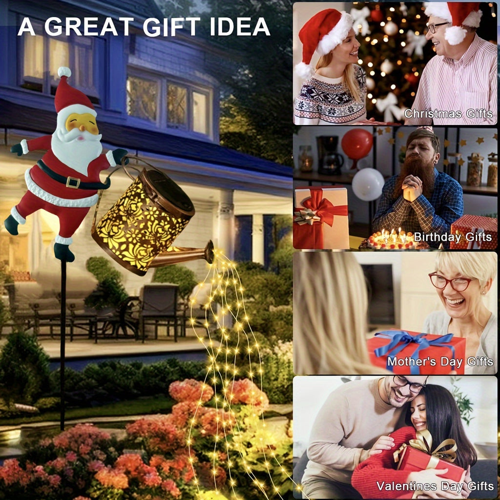 Solar-Powered Santa Watering Can Stake Light