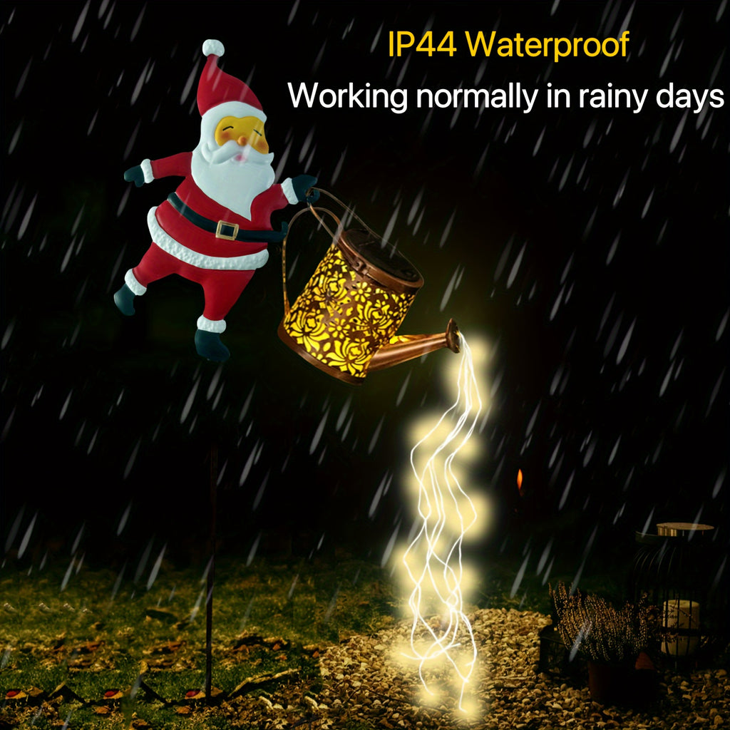 Solar-Powered Santa Watering Can Stake Light