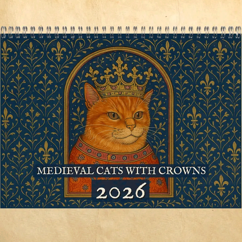 2026 Medieval Cat With Crown Calendar