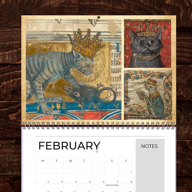 2026 Medieval Cat With Crown Calendar