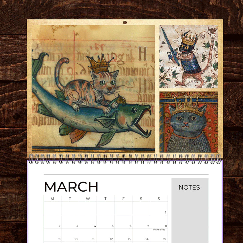 2026 Medieval Cat With Crown Calendar