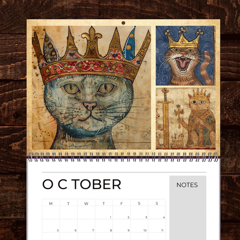 2026 Medieval Cat With Crown Calendar