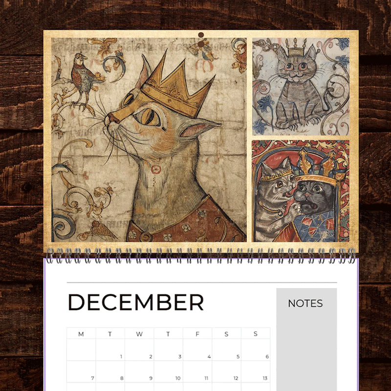 2026 Medieval Cat With Crown Calendar