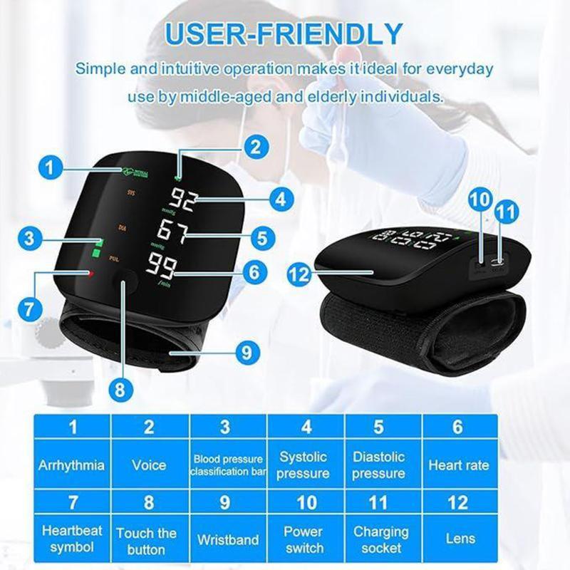 Touch Screen Wrist Blood Pressure Monitor