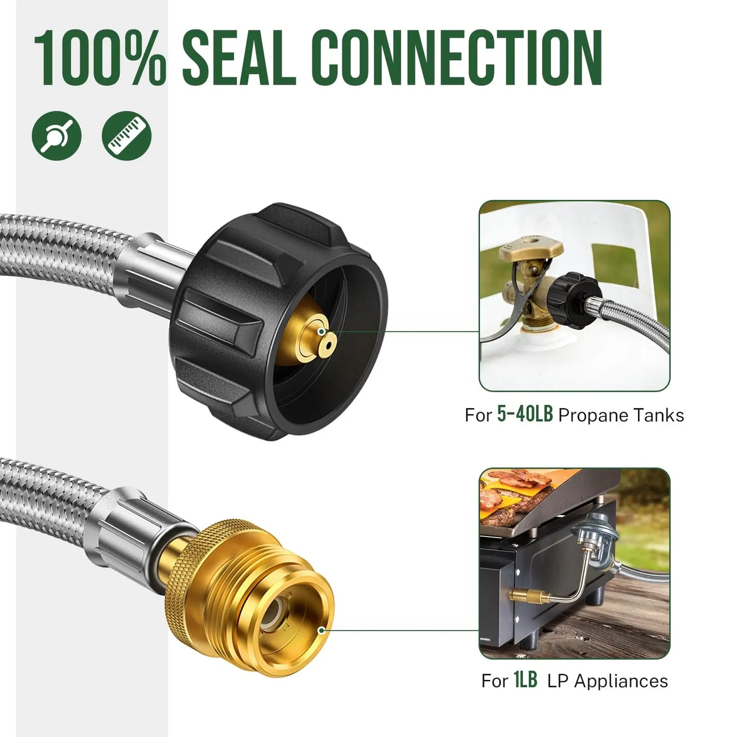 Alloxity QCC-1lb Propane Gas Hose – Durable & Safe Gas Transfer Hose (Multiple Lengths Available)