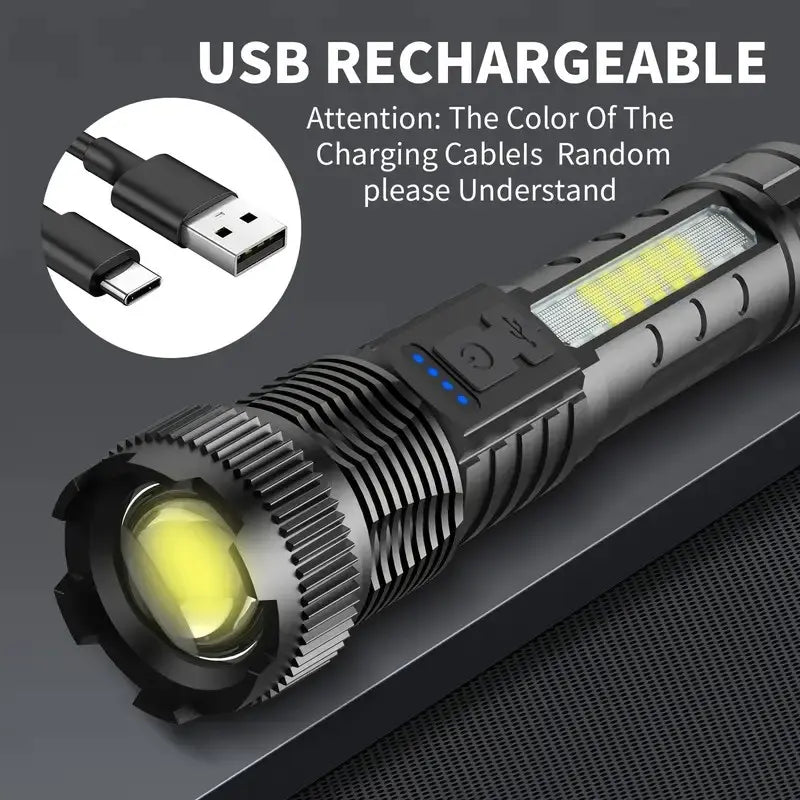 2-Pack Rechargeable Zoom LED Flashlights – Ultra Bright Emergency & Camping Torch With 6 Modes