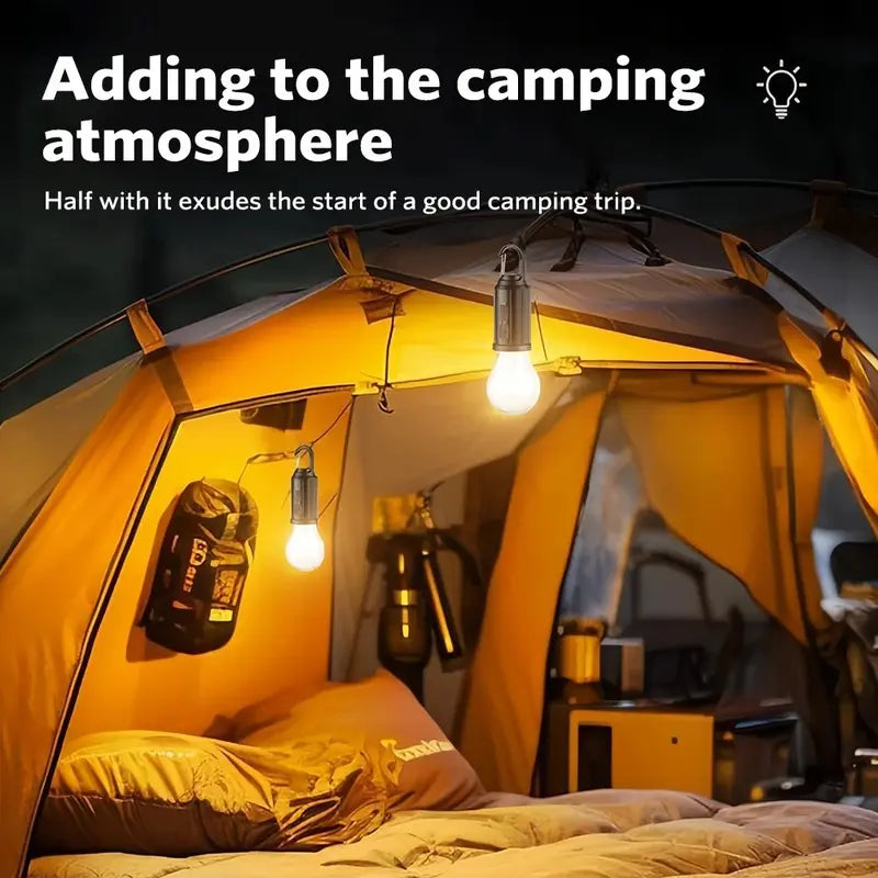 4PCS Solar LED Camping Lanterns - USB Rechargeable With Clip