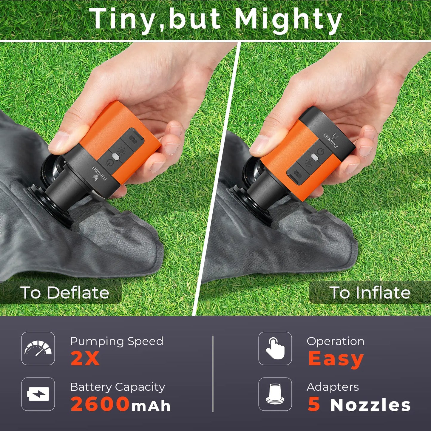 Mini Air Pump With LED – Portable Rechargeable Inflator