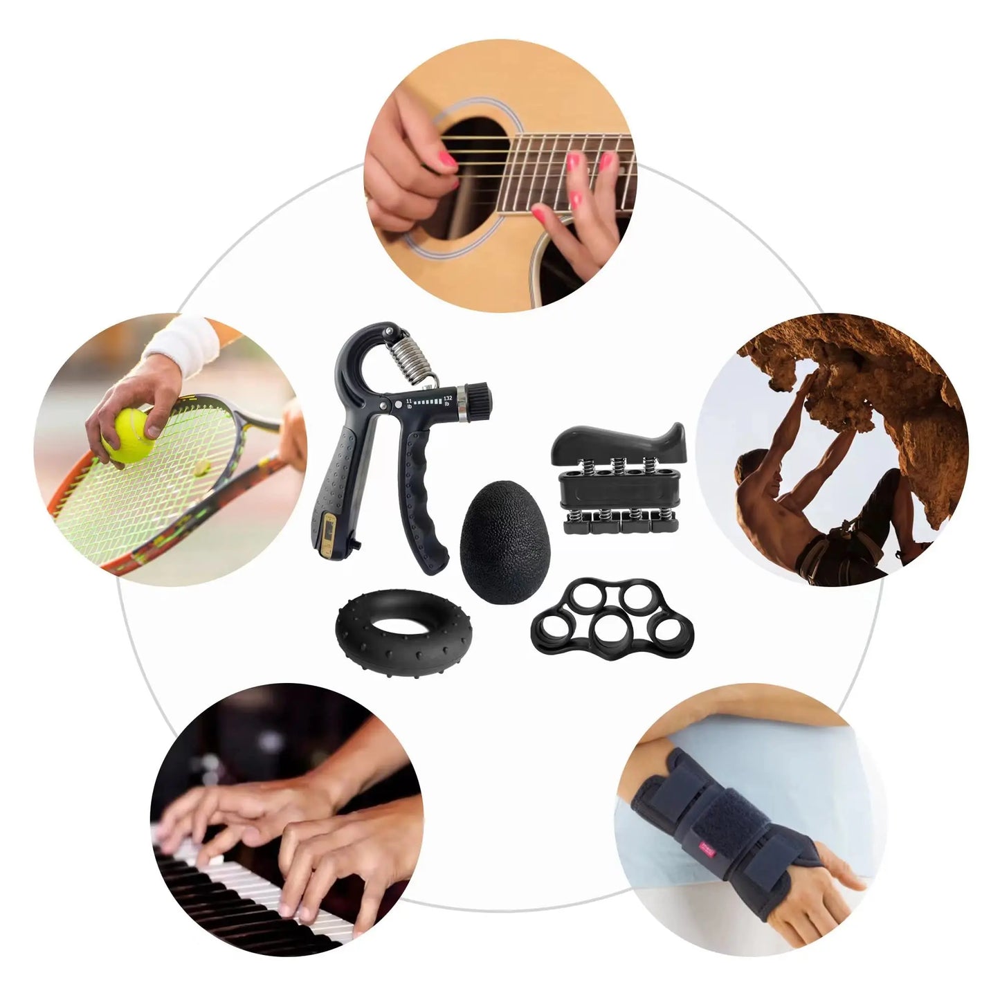 Grip Strengthener Kit – Adjustable Hand & Forearm Trainer (5 Pack)