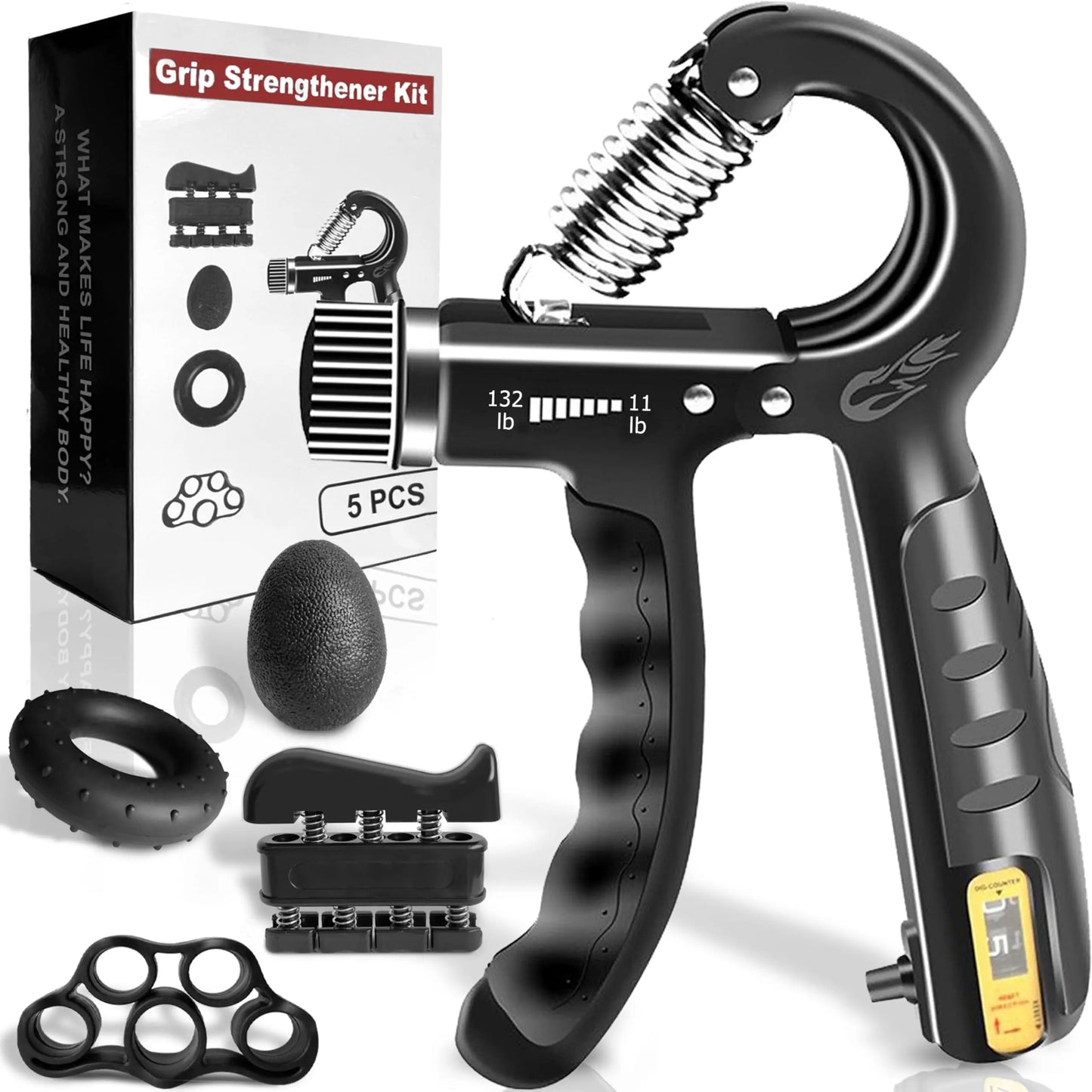 Grip Strengthener Kit – Adjustable Hand & Forearm Trainer (5 Pack)