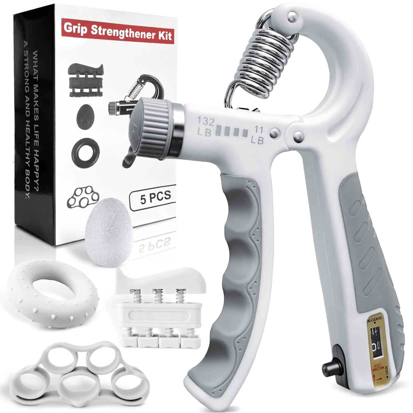 Grip Strengthener Kit – Adjustable Hand & Forearm Trainer (5 Pack)