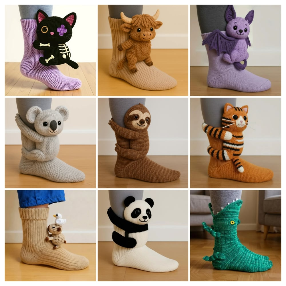 3D Knit Animal Socks