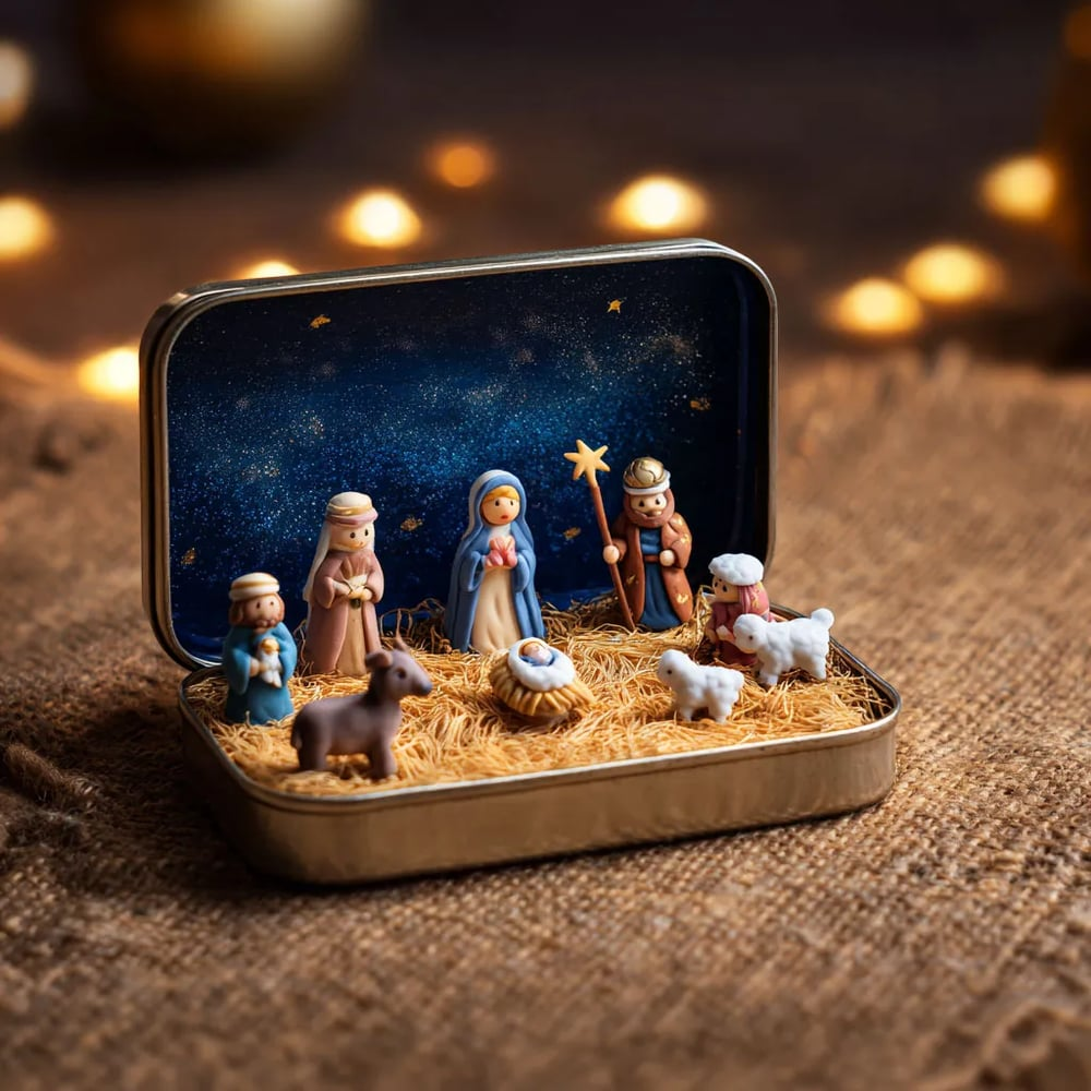Pocket Nativity Scene Tin | Handcrafted Christmas Gift