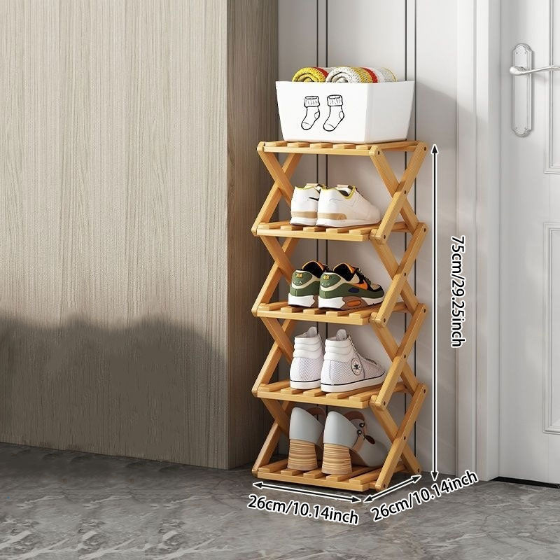 Wooden Collapsible Shoe Shelf